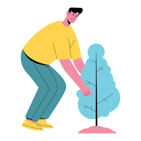 Mann pflanzt Baum  Illustration