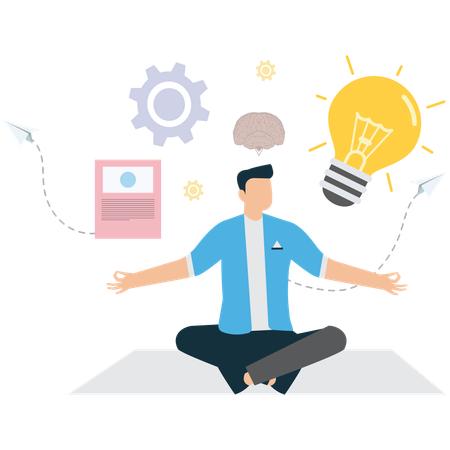 Mann praktiziert Meditation und Achtsamkeit  Illustration