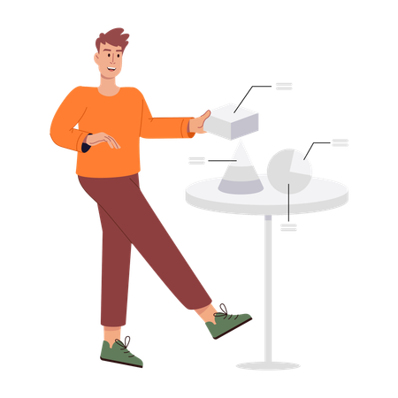 Mann präsentiert Analysediagramm  Illustration