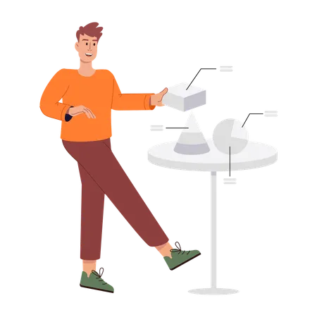 Mann präsentiert Analysediagramm  Illustration