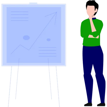 Mann präsentiert Analysediagramm  Illustration