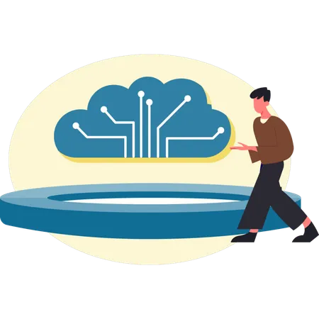 Mann präsentiert Cloud-Networking  Illustration
