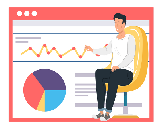 Mann präsentiert Datenanalyse  Illustration