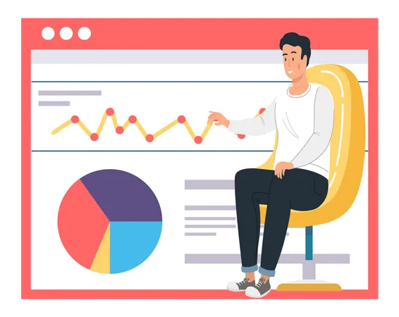 Mann präsentiert Datenanalyse  Illustration