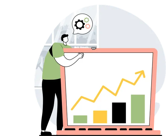 Mann präsentiert Datenanalyse  Illustration