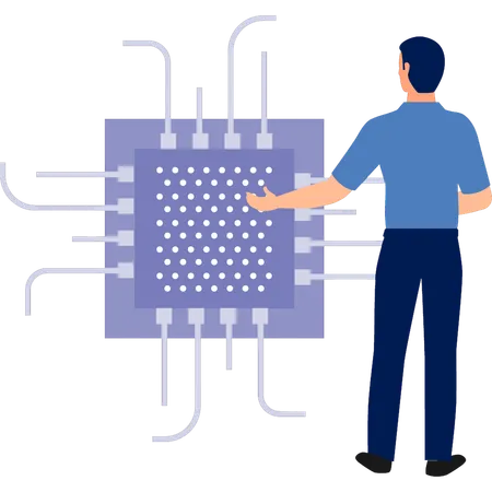 Mann präsentiert Datenverarbeitung  Illustration