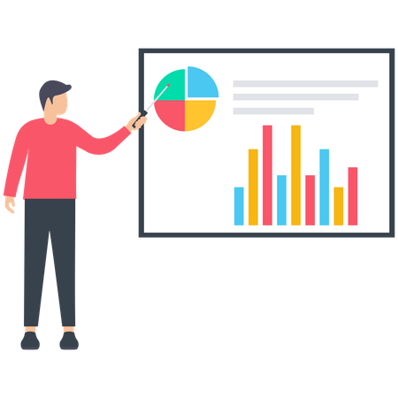 Mann präsentiert Finanzbericht  Illustration