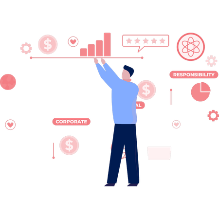 Mann präsentiert Geschäftsdiagramm  Illustration