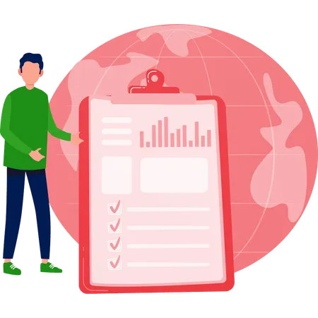 Mann präsentiert globales Diagramm  Illustration