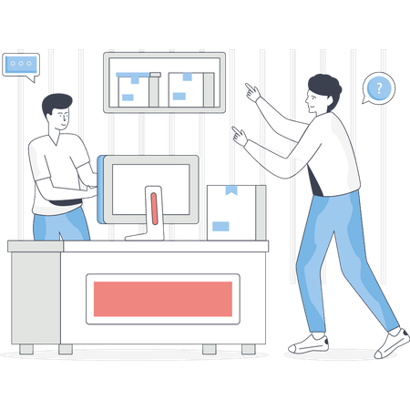 Mann präsentiert Lieferservice  Illustration