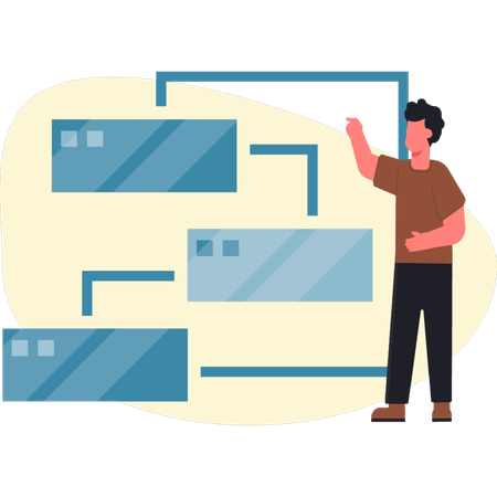 Mann präsentiert Networking  Illustration