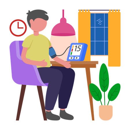 Mann überprüft Blutdruck  Illustration