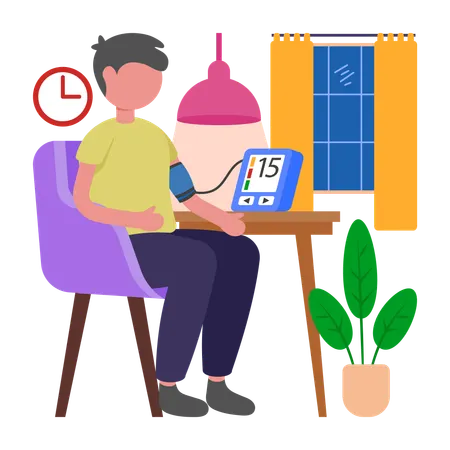 Mann überprüft Blutdruck  Illustration