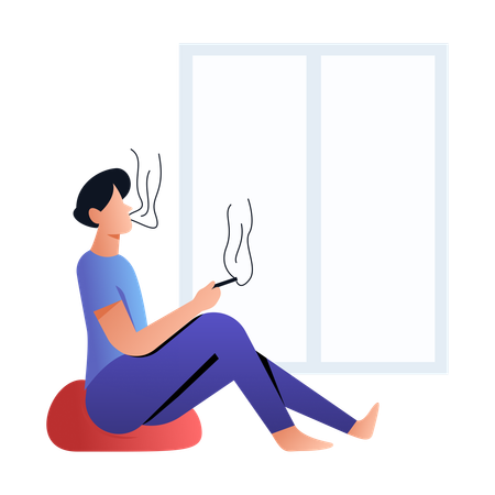 Mann raucht Zigarette  Illustration