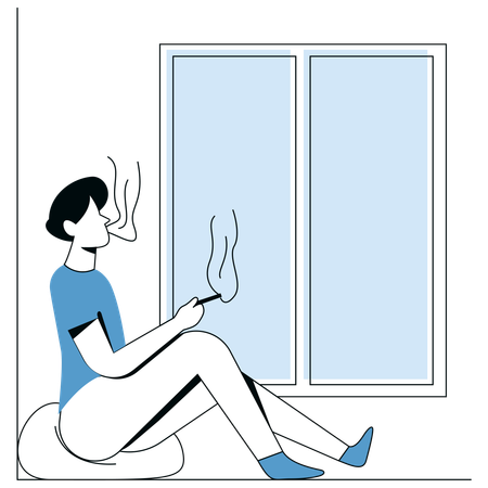 Mann raucht Zigarette  Illustration