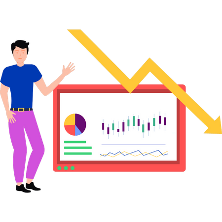 Mann repräsentiert die Analyse von Geschäftsverlusten  Illustration