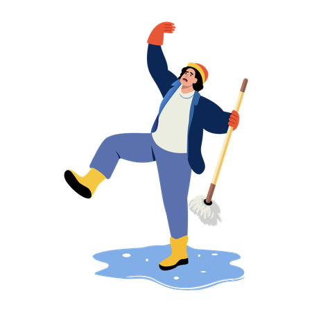 Mann rutscht auf dem Boden aus  Illustration