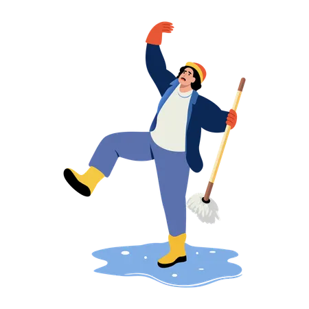 Mann rutscht auf dem Boden aus  Illustration