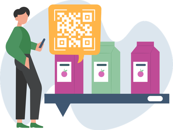 Mann scannt Produkt-Barcodes  Illustration