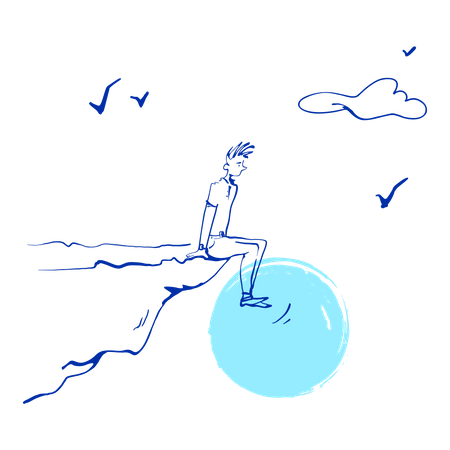 Mann schaut Sonnenuntergang  Illustration