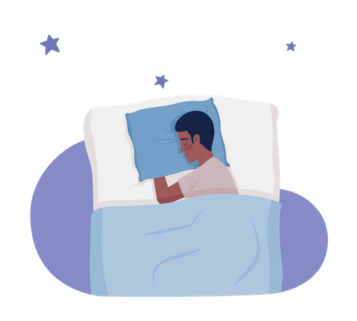 Mann schläft auf dem Bett  Illustration