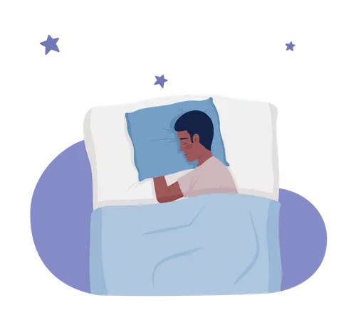 Mann schläft auf dem Bett  Illustration