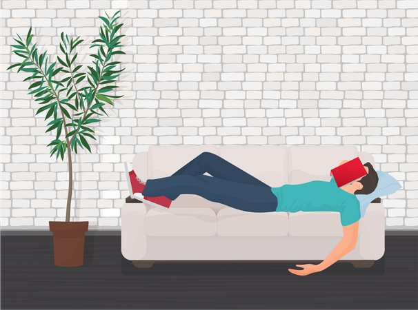 Mann schläft auf dem Sofa  Illustration