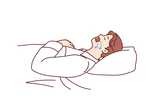 Mann schläft im Tiefschlaf  Illustration