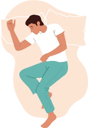 Mann schläft in entspannter Pose  Illustration