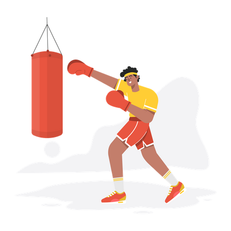 Mann schlägt mit Boxhandschuhen  Illustration