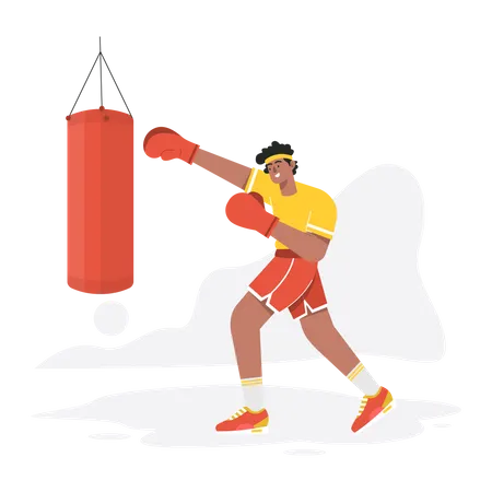 Mann schlägt mit Boxhandschuhen  Illustration