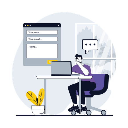 Mann schreibt Feedback  Illustration