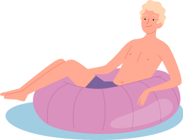 Mann schwimmt auf Schwimmring  Illustration