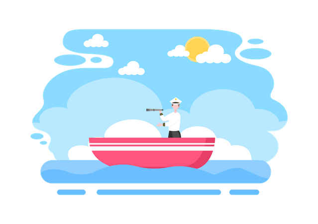 Mann segelt auf Boot  Illustration