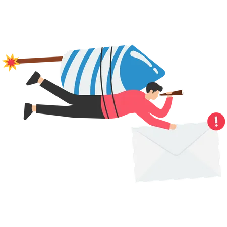 Mann sendet E-Mail, um mit Kunden zu kommunizieren  Illustration