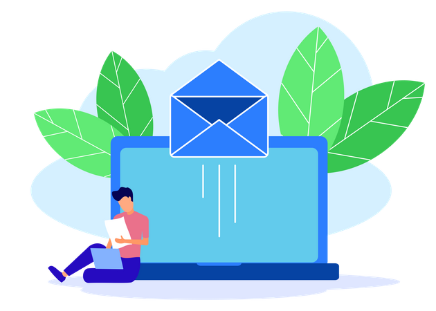 Mann sendet Marketing-E-Mail  Illustration