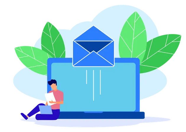 Mann sendet Marketing-E-Mail  Illustration