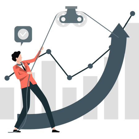 Mann setzt Diagrammpfeil  Illustration