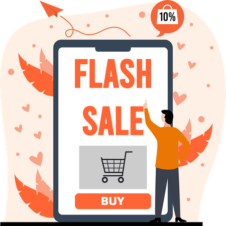 Mann beim Einkaufen im Flash-Sale  Illustration