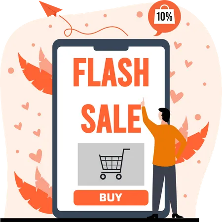 Mann beim Einkaufen im Flash-Sale  Illustration