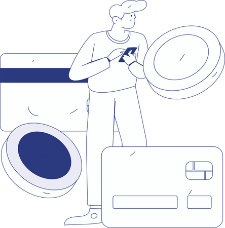 Mann erledigt sichere digitale Zahlung  Illustration