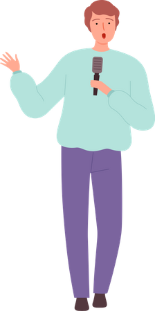 Mann singt Karaoke  Illustration
