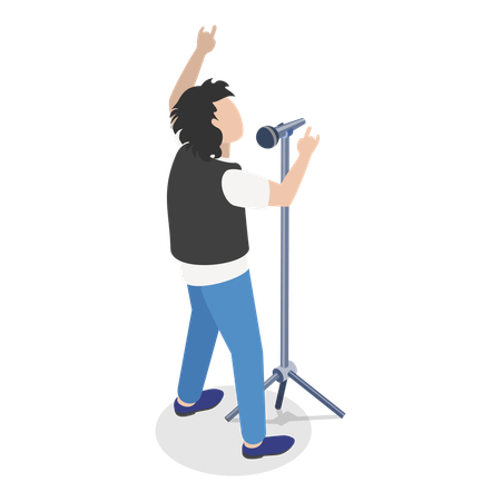 Mann singt Lied auf der Bühne  Illustration