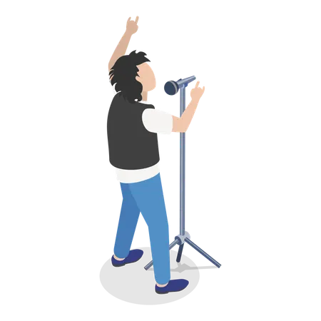 Mann singt Lied auf der Bühne  Illustration