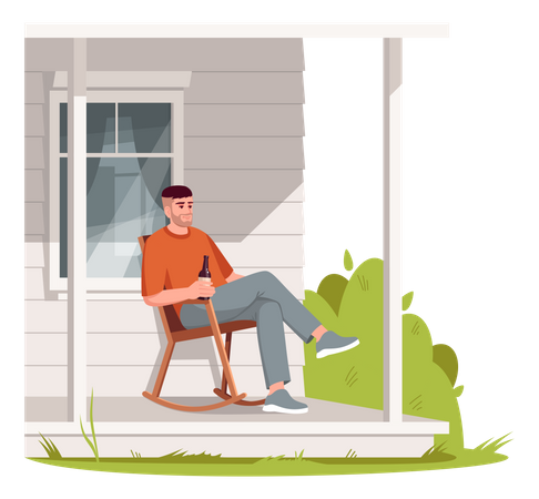 Mann sitzt in der Freizeit im Sessel  Illustration