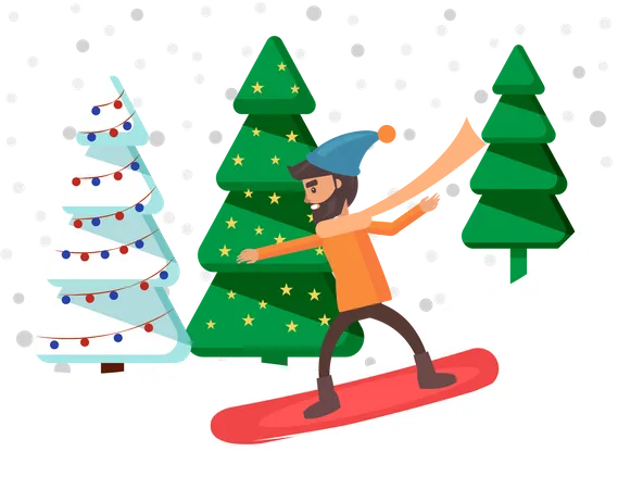 Mann beim Skifahren  Illustration