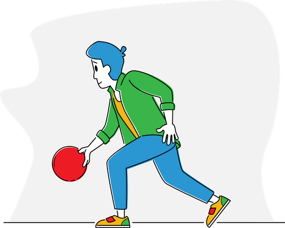 Mann-Spieler wirft Ball auf Bahn  Illustration