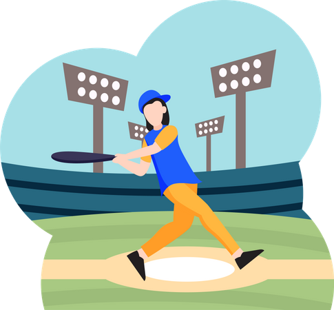 Mann spielt Baseball  Illustration