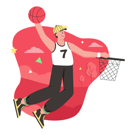 Mann spielt Basketball  Illustration