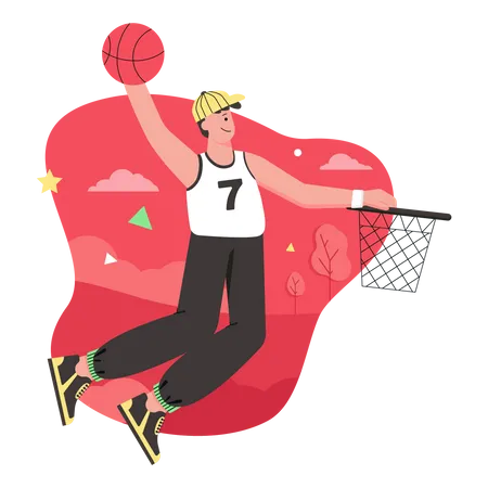 Mann spielt Basketball  Illustration